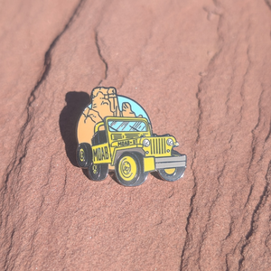 Moab Delicate Arch yellow Jeep enamel pin from Simply Moab, a Moab souvenir under $15