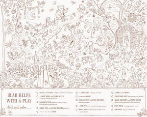 Illustrated scene with various animals and objects on a light background