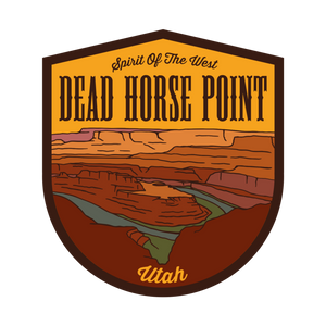 Dead Horse Point Utah logo with desert landscape illustration