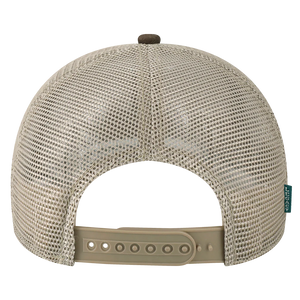 Beige mesh cap with a brown brim on a white background