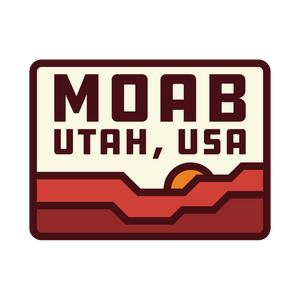 Logo with 'Moab Utah, USA' text on a white background