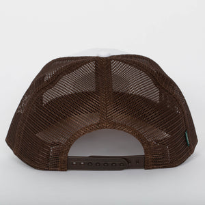 Brown mesh cap on a light gray background