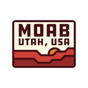 Logo with 'Moab Utah, USA' text on a white background