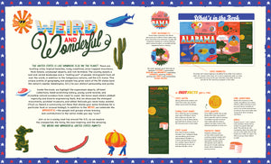 Educational poster about the United States with various graphics and text.