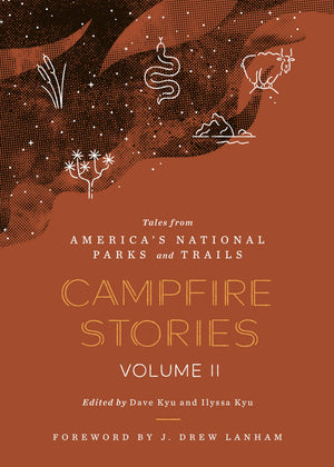 Campfire Stories Volume II by Mountaineers Books, rust red front cover with a starry sky illustration