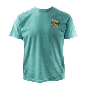 Image One Mountain Contrast Adult T-Shirt in Seafoam, a teal tee with a small Moab Utah chest print, front view