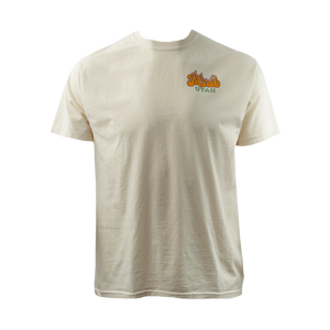 Image One Mountain Meadow Adult T-Shirt in Ivory, a cream tee with a small Moab Utah chest print, front view