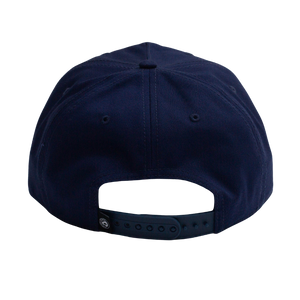 Locale Sedona 5 Panel Hat in navy showing the back snap closure