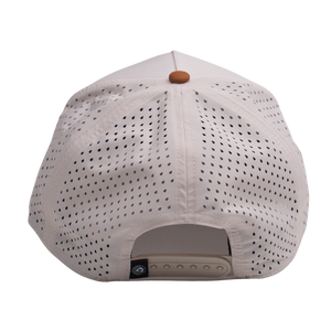 Cream Locale Vista lightweight 5 panel hat, back view showing perforated panels and snapback closure