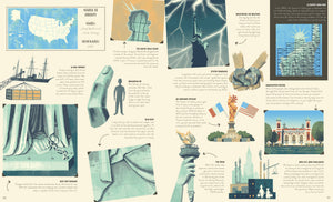 National Monuments of the USA book open to the Statue of Liberty facts spread