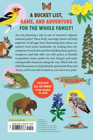 National Parks Scavenger Hunt game, back of the box with instructions for the whole family