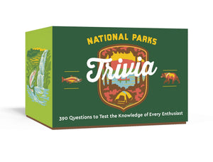 National Parks Trivia: A Card Game by Penguin Random House, green box with 390 questions