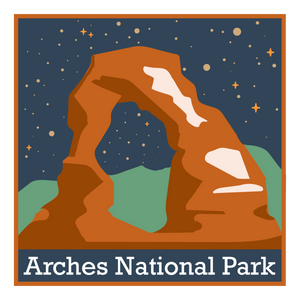 Arches Night Sky Teal Mountain Sticker