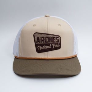 Arches Embroidered Hat - Olive/White