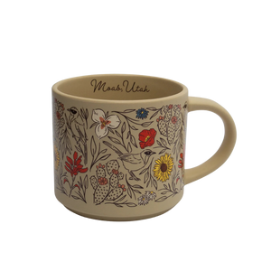 Smith-Western Blossoms Stacker Mug, back view with Moab Utah lettering and wildflower print