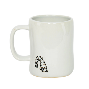 Smith-Western Handmade White Mug with a black line drawing of Delicate Arch
